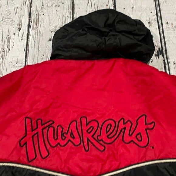 Vintage University of Nebraska Cornhuskers College 1990s Puffy Hooded Jacket - Picture 3 of 9
